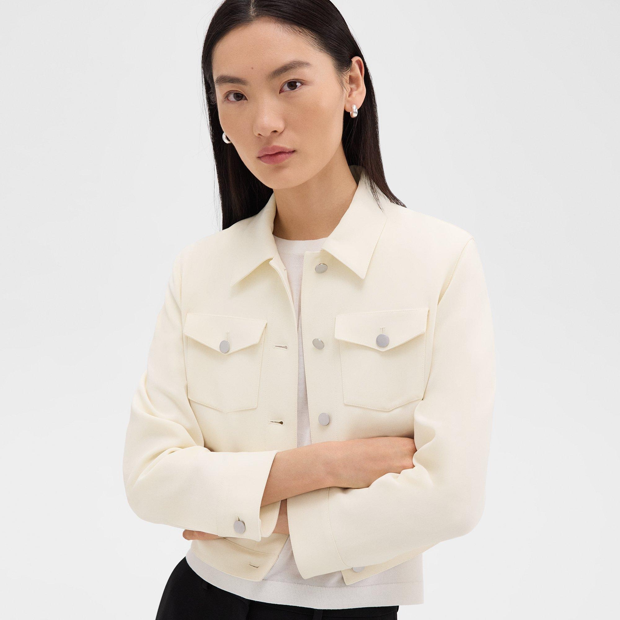 Shrunken Trucker Jacket in Admiral Crepe - 5
