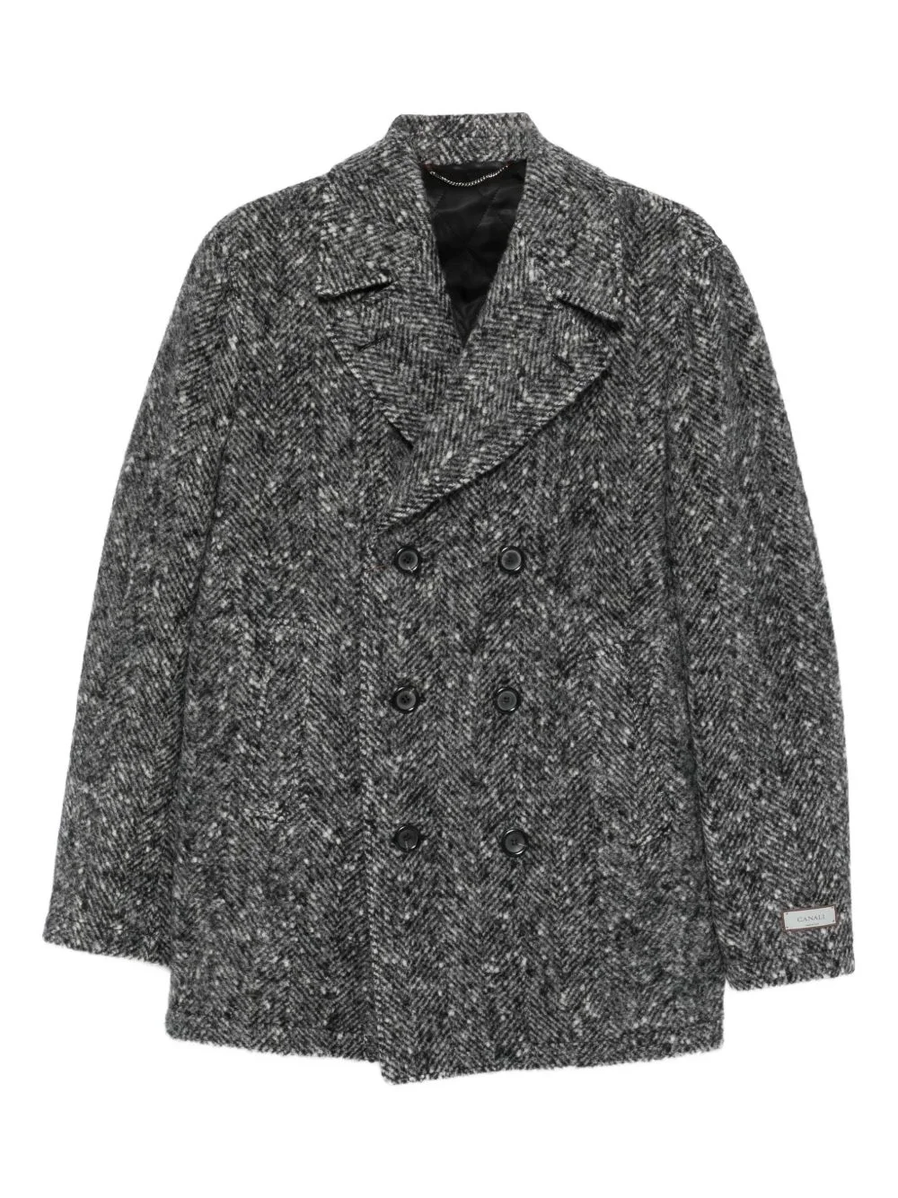 double-breasted herringbone coat - 1