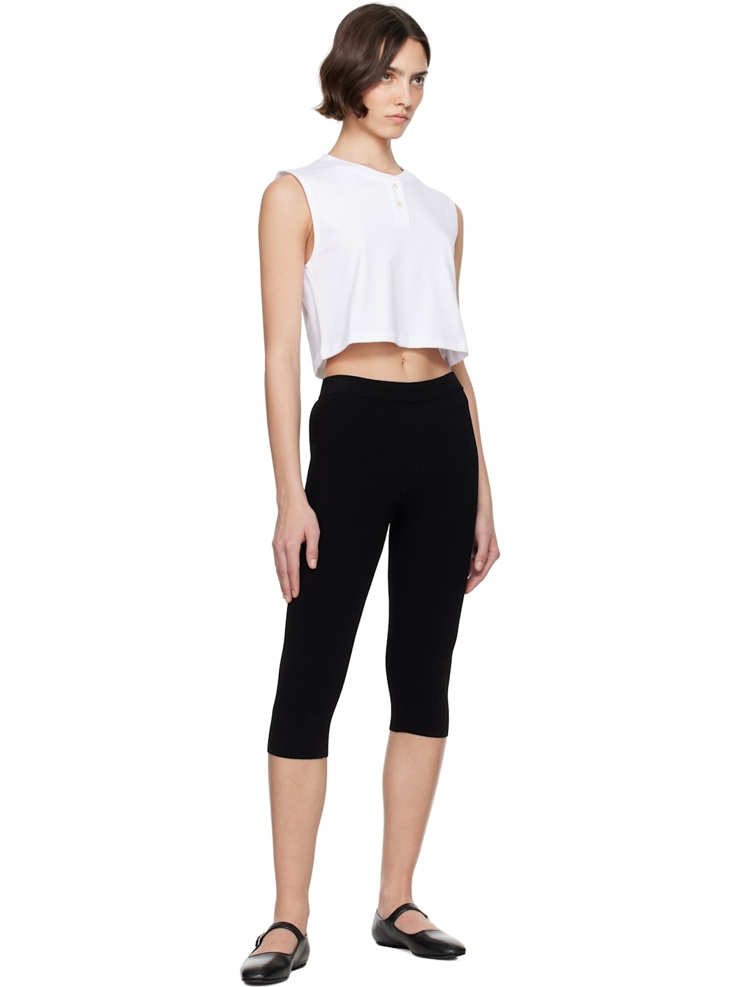White Margo Sleeveless Henley - 4