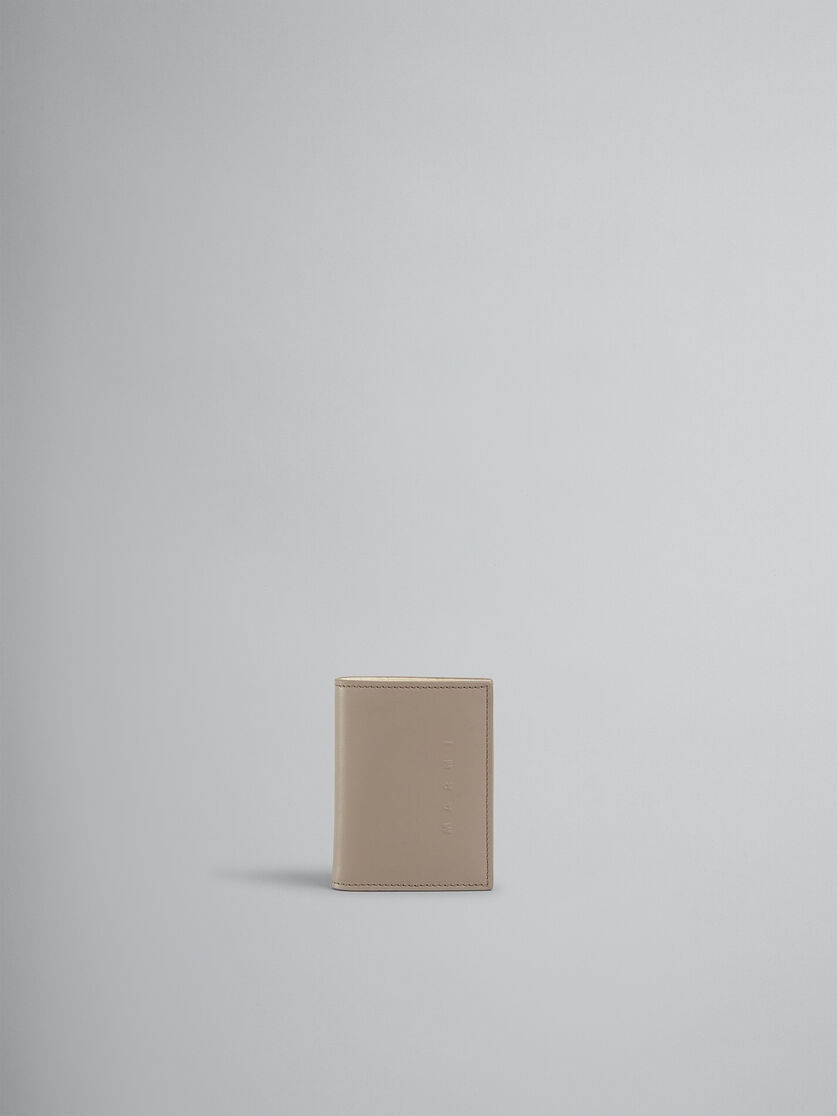 TAUPE LEATHER BIFOLD WALLET WITH RAISED MARNI LOGO - 1
