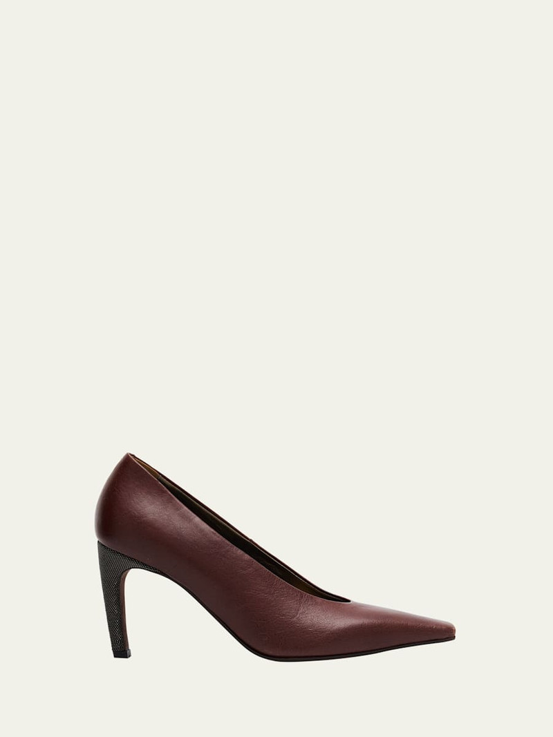 Leather Curved-Heel Pumps 1
