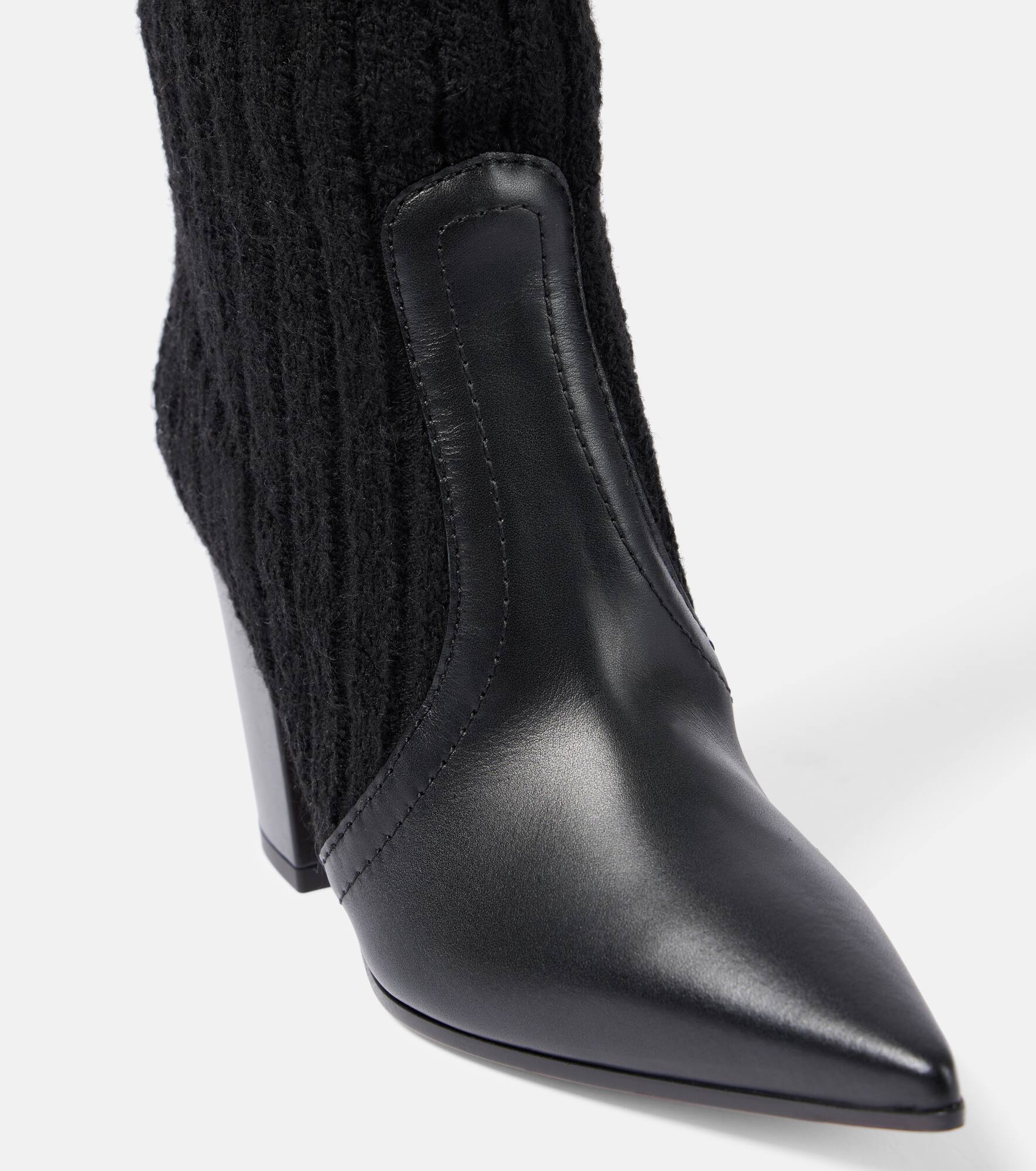 Leather-trimmed knee-high boots - 5