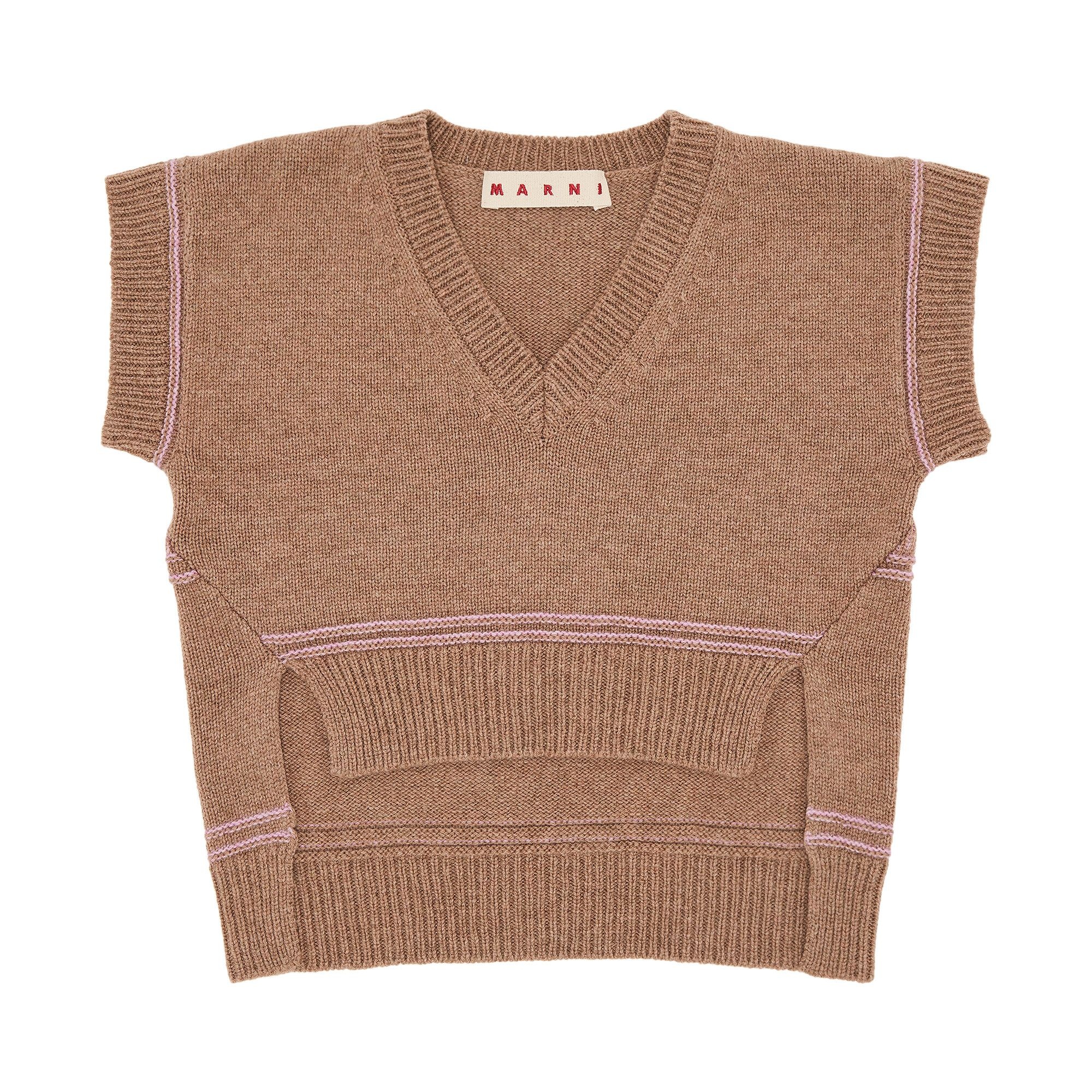 Marni Logo Virgin Wool V Neck Sweater 'Earth Of Siena' - 1