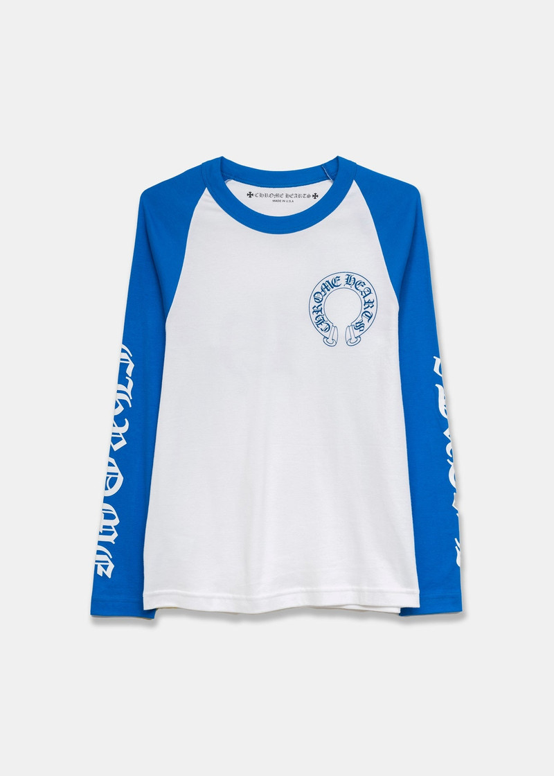 Chrome Hearts 七分袖カットソー ホワイト/ブルー Chrome Hearts Chrome Hearts White Blue Baseball Longsleeve