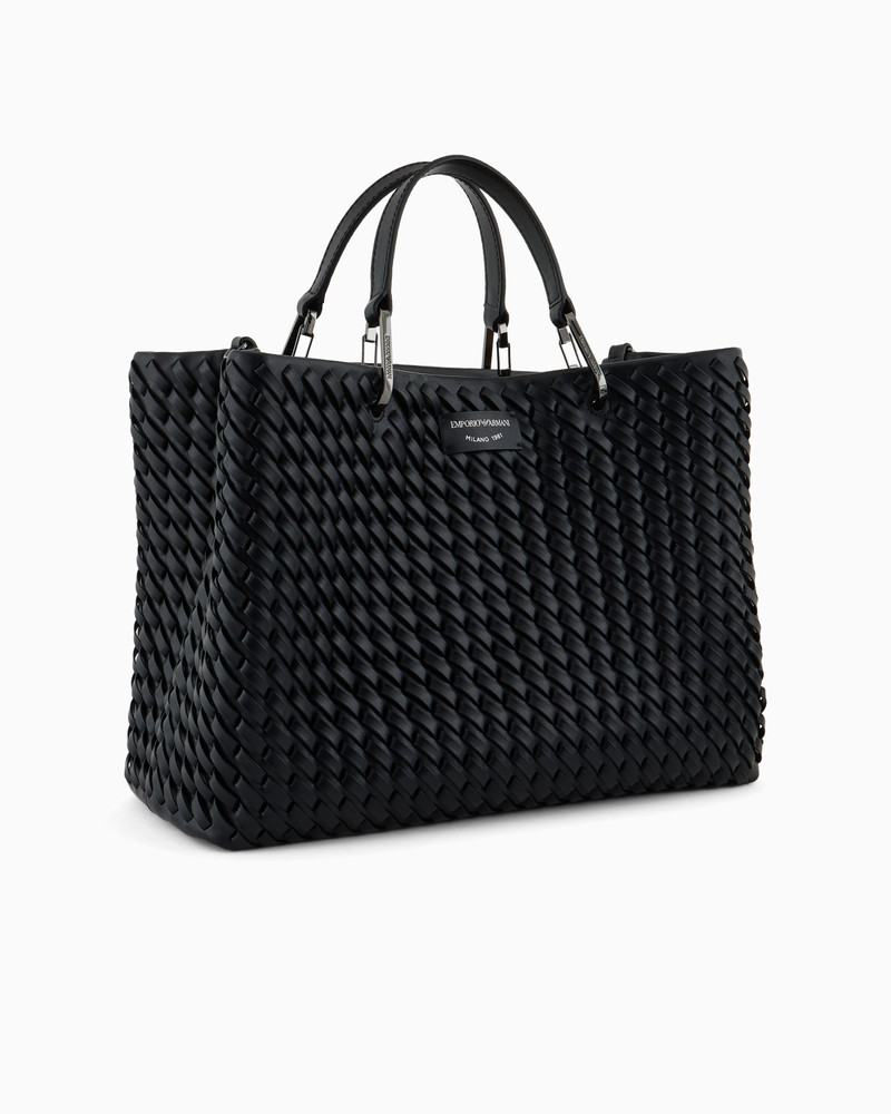 EMPORIO ARMANI MYEA MEDIUM SHOPPER BAG IN INTERWOVEN LEATHER outlook