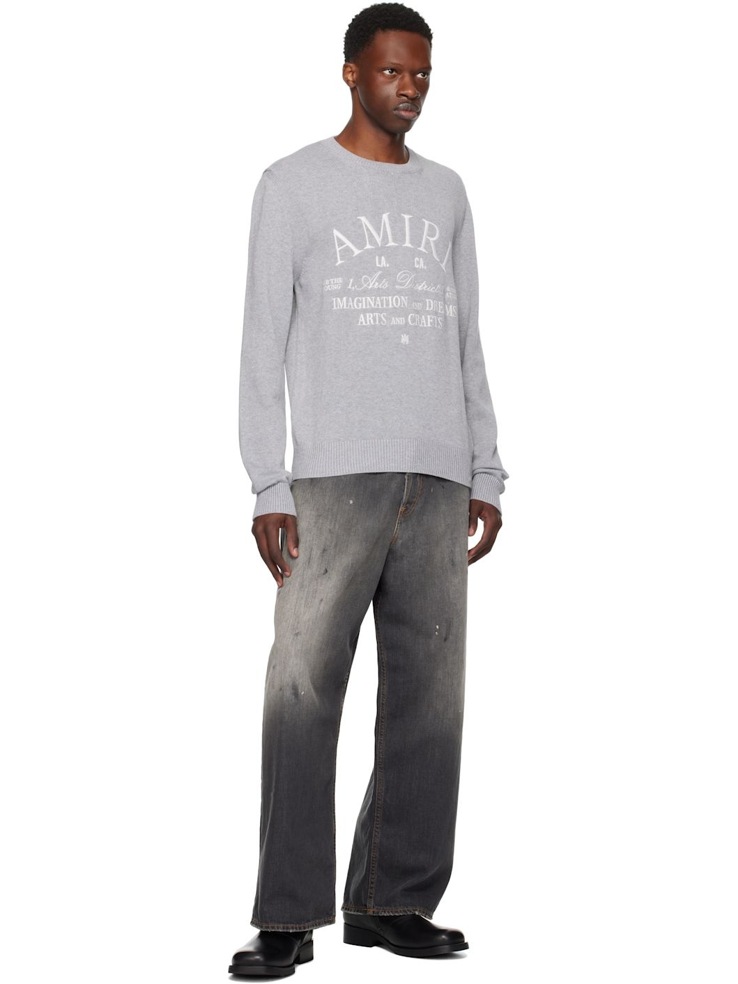 Gray 'AMIRI Arts District' Crew Sweater - 4