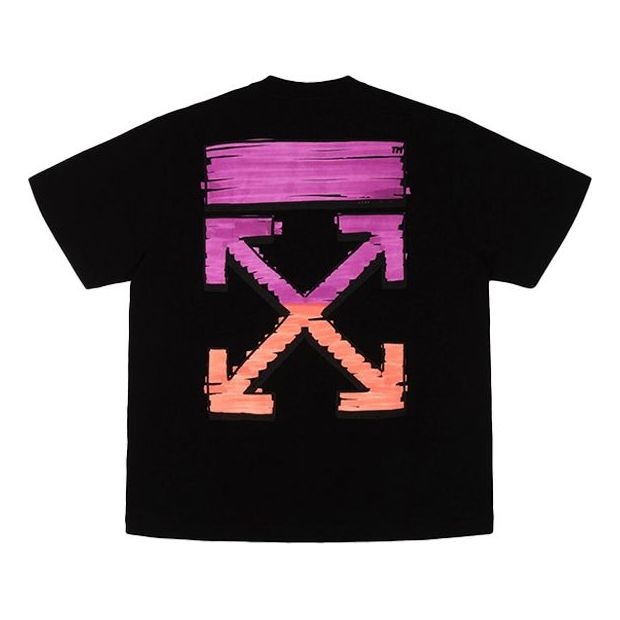 Off-White SS21 Pink Gradient Marker Arrow Short Sleeve For Men Black OMAA038R21JER0021032 - 1