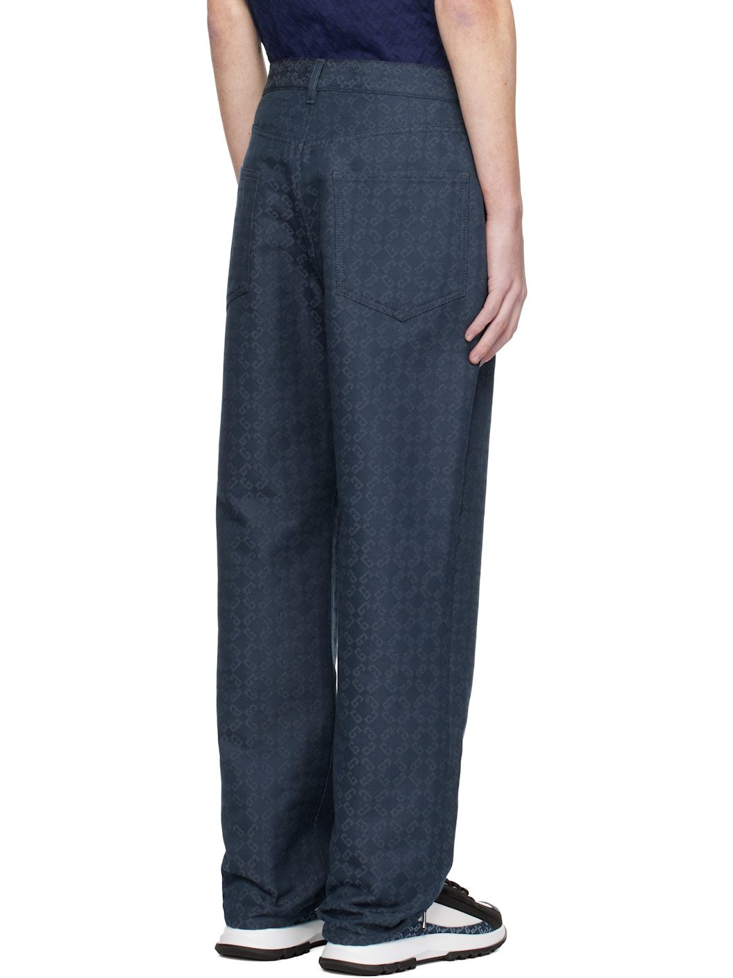 Navy Jacquard Jeans - 3