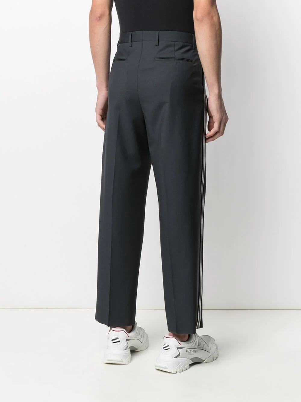 side-stripe wide-leg tailored trousers - 4