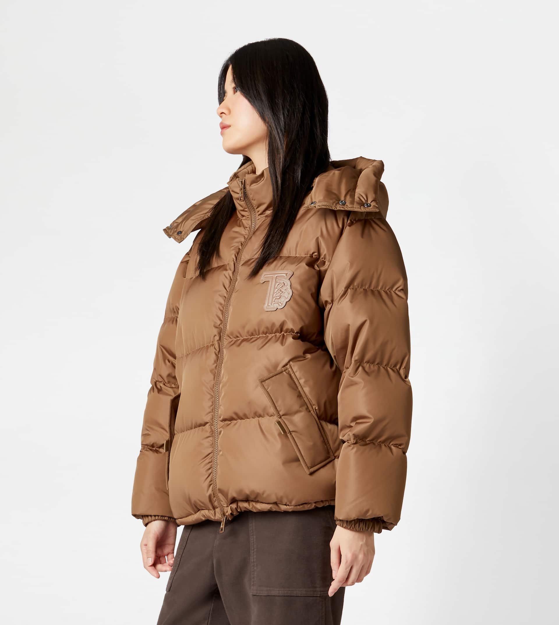 HOODED OVER DOWN JACKET - BROWN - 2
