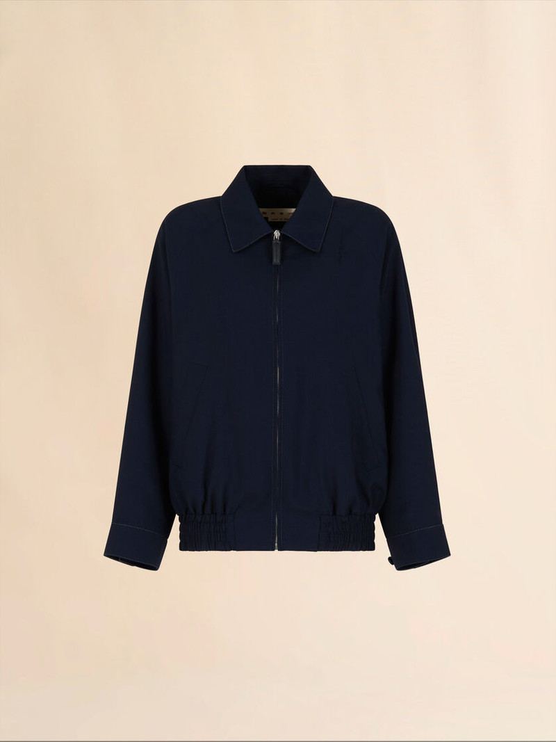 DEEP BLUE WOOL BARACUTA JACKET WITH MARNI SYMBOL 1