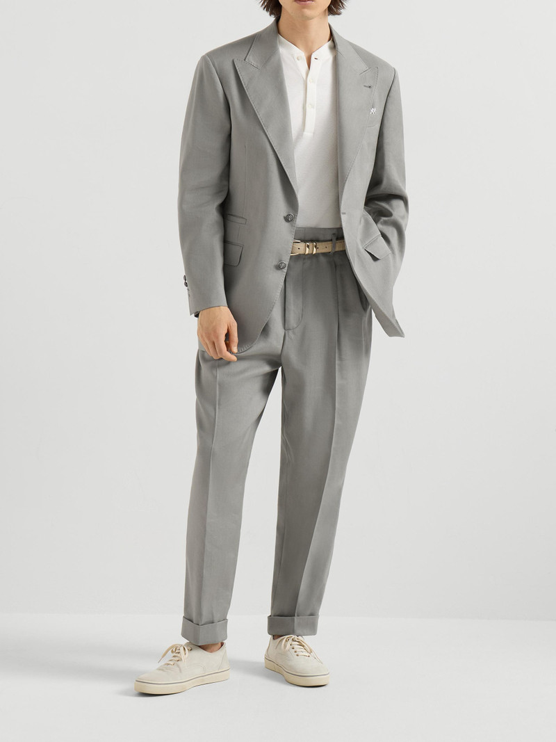 Men's Tailor Blazer in Linen, Virgin Wool and Mohair Gabardine - Khaki 6