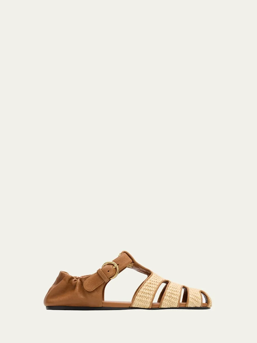 Raffia and Leather Fisherman Sandals - 1