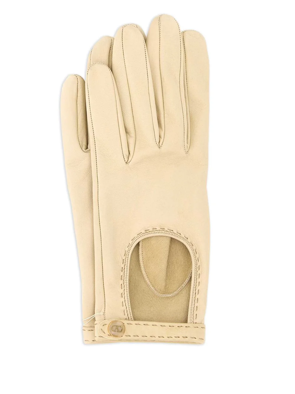 cut-out VLogo leather gloves - 1