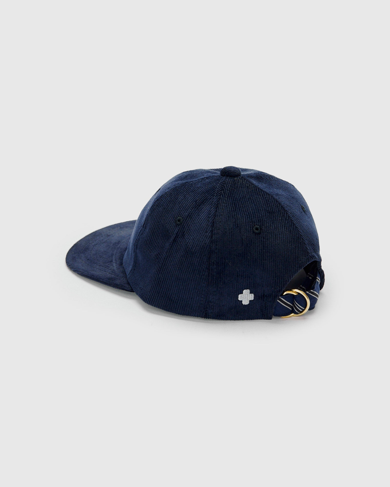 6-Panel Regimental Strap Corduroy Cap in Navy - 2