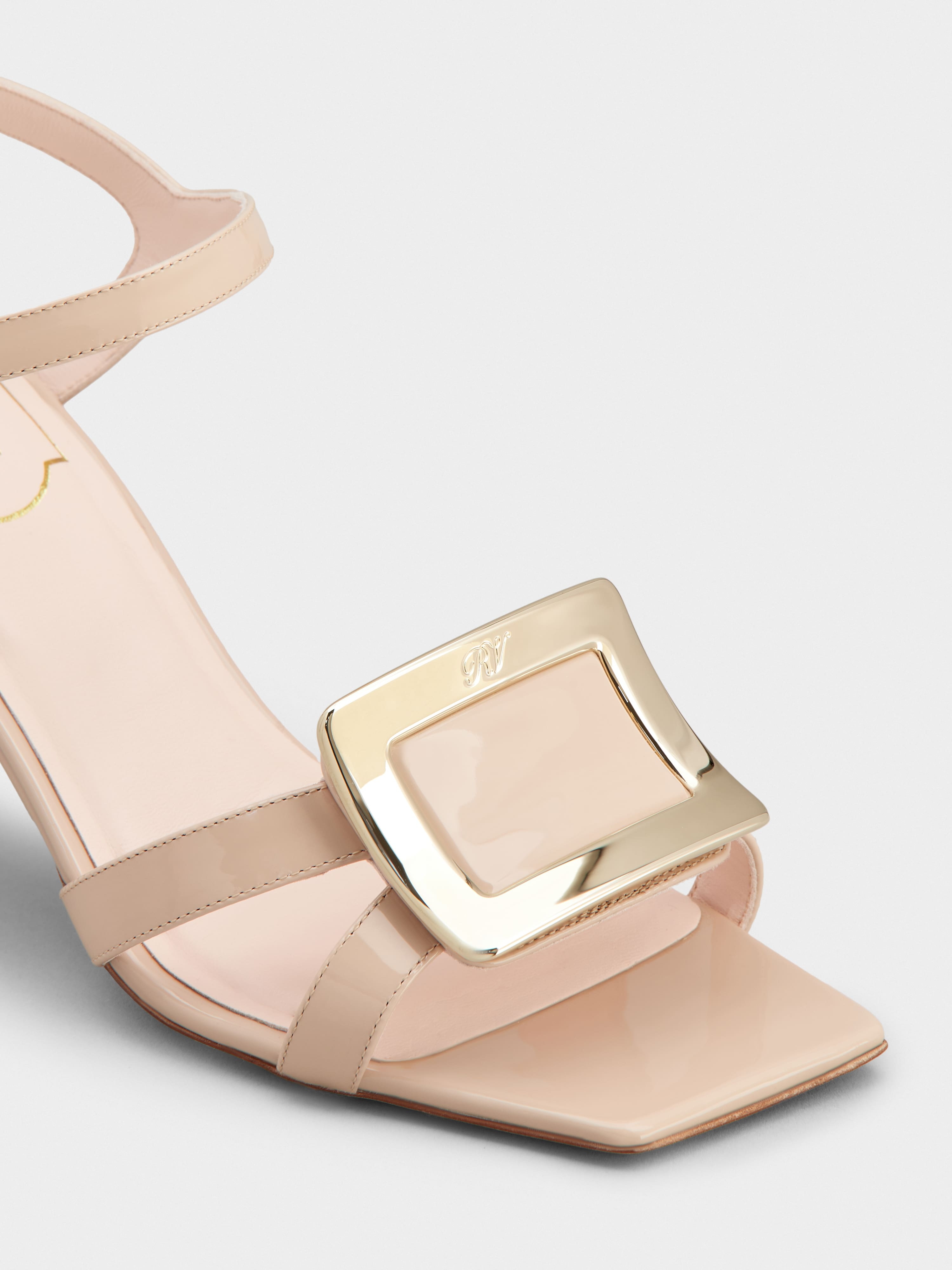 Belle Vivier Metal Buckle Sandals in Patent Leather - 3