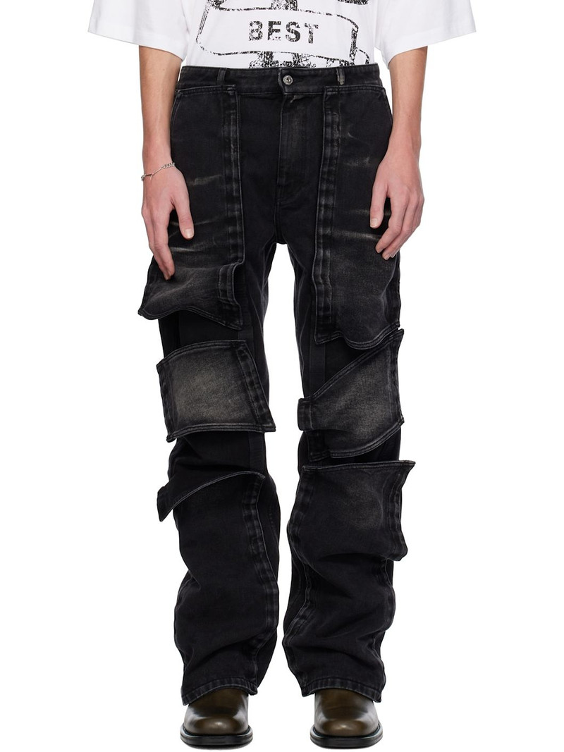 Black Velcro Multi Panel Jeans 1