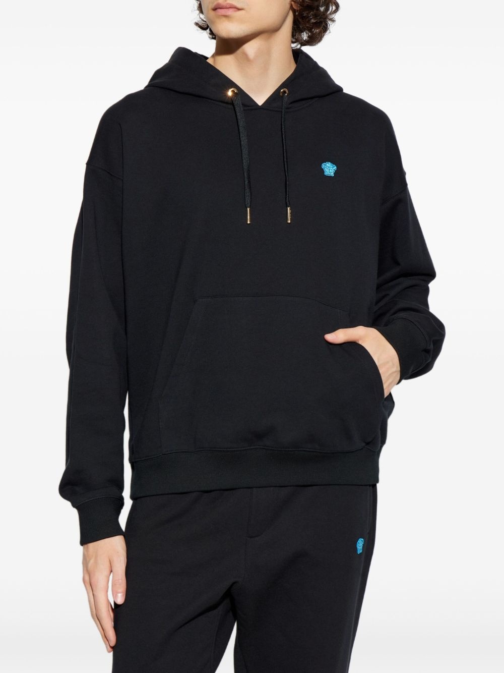 embroidered-logo cotton hoodie - 3