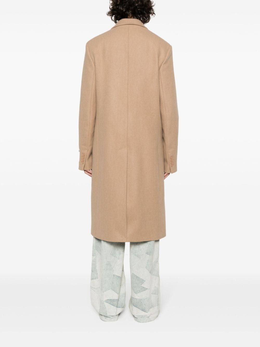 single-breasted wool blend coat - 4