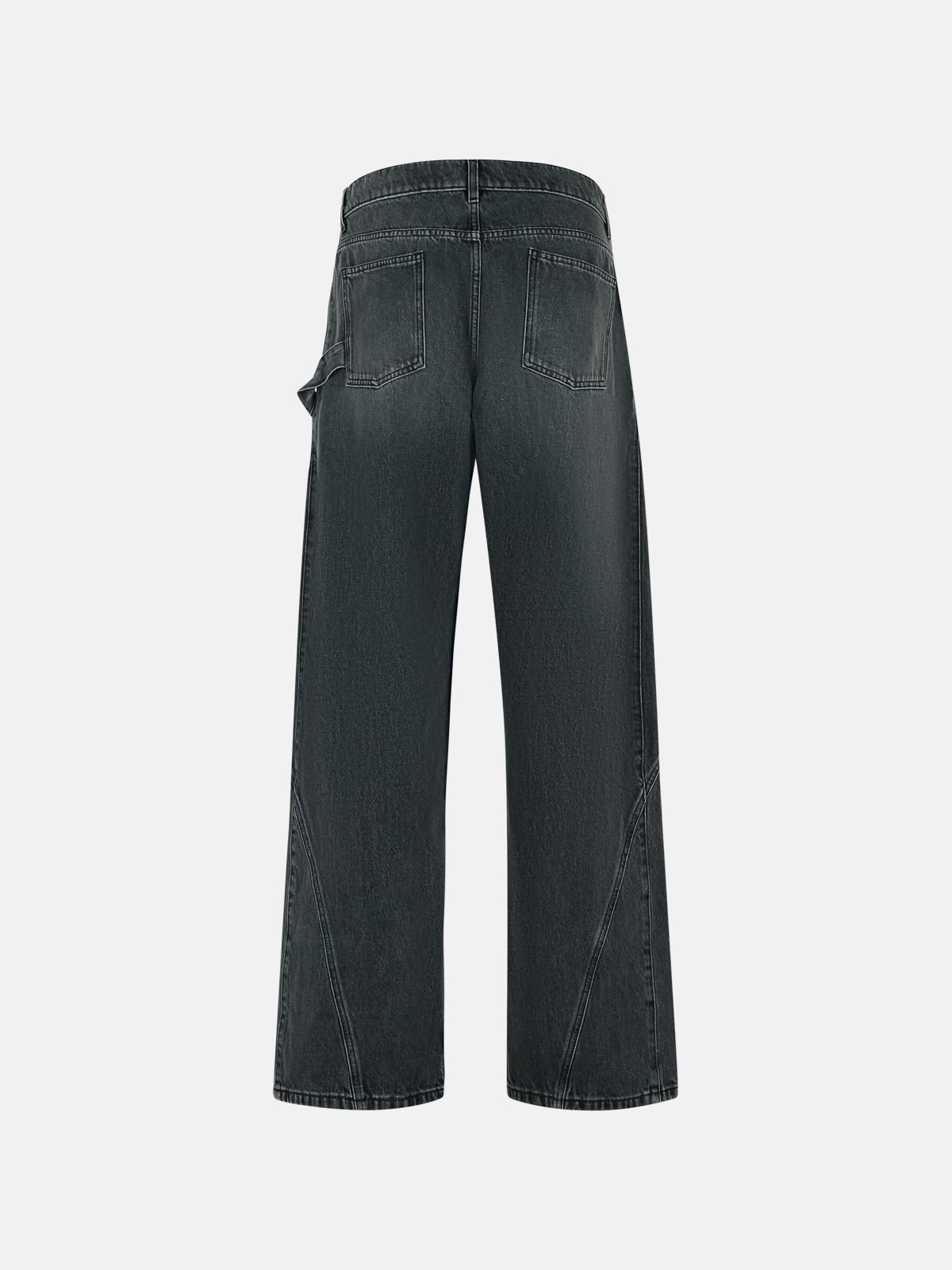 WORKWEAR' COTTON PANTS WITH GREY TWISTED LEG - 3