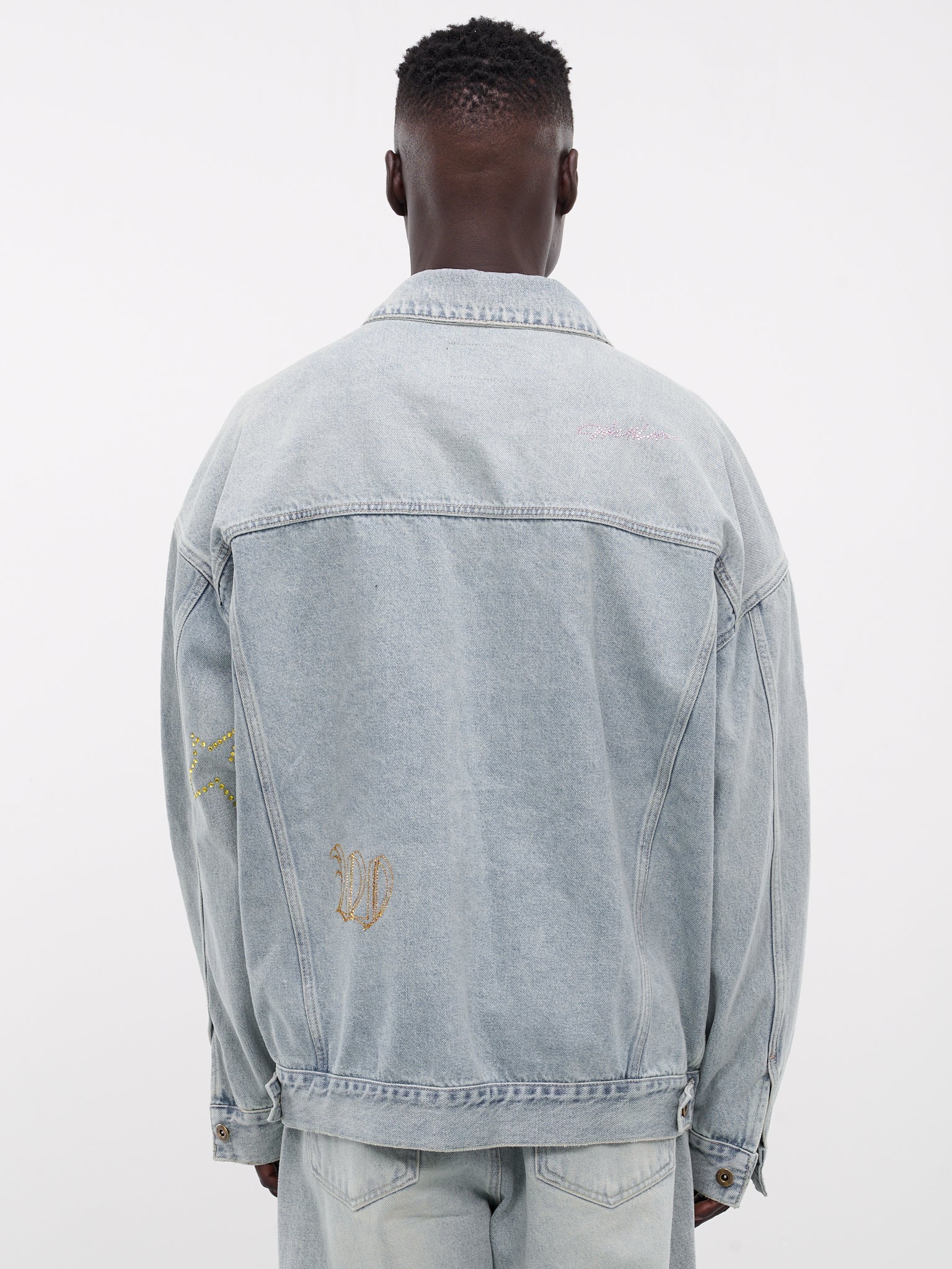Rhinestone Oversized Denim Jacket - 3