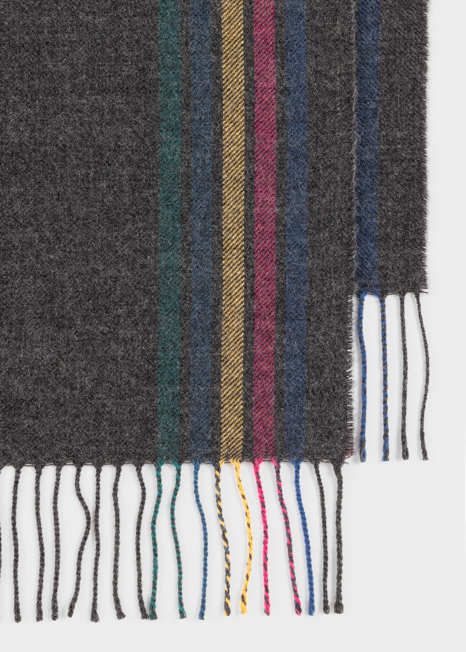 Grey Wool-Blend 'Sports Stripe' Scarf - 4