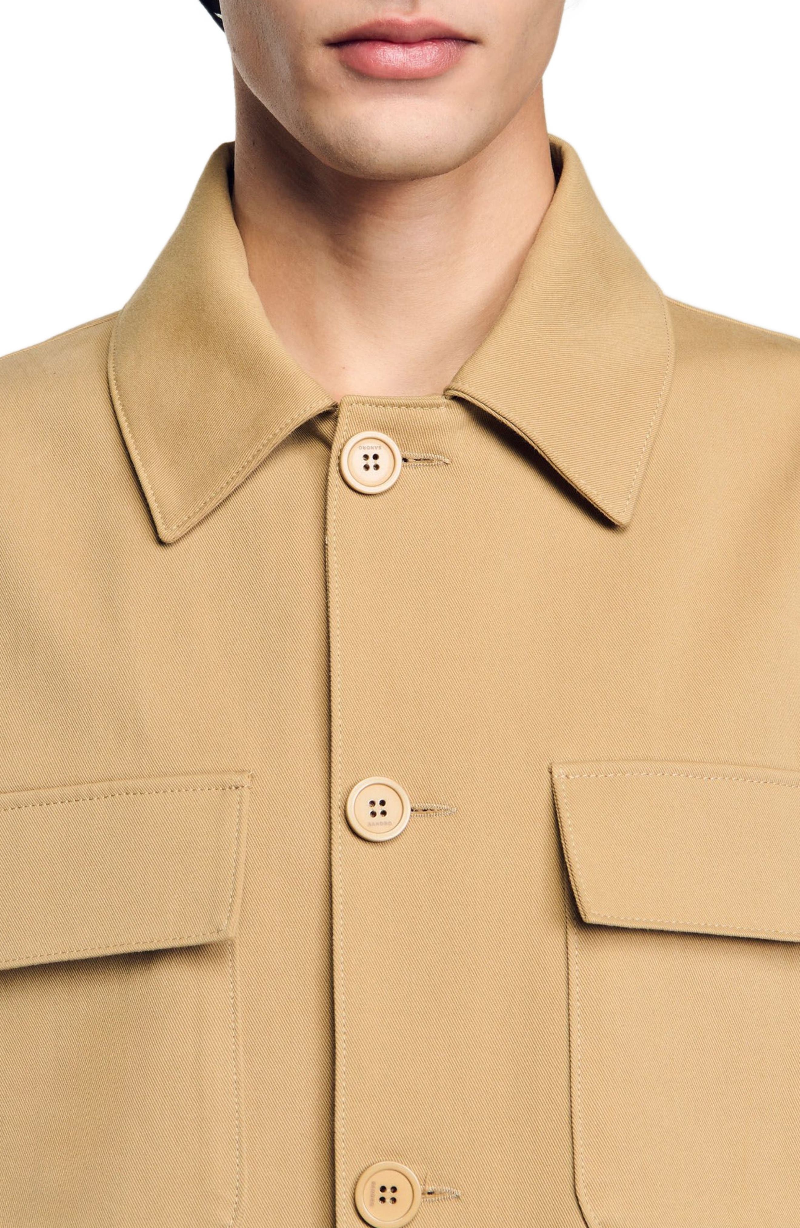SANDRO Overshirt with pockets in Sand. at Nordstrom - 5
