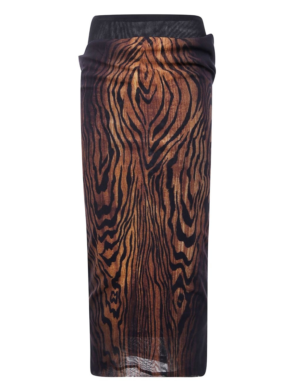 wood-print draped skirt - 2