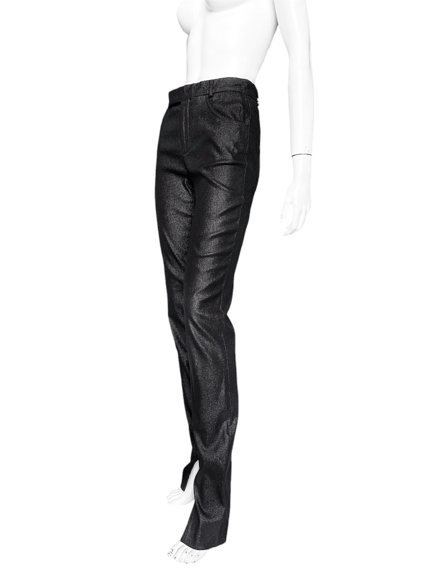 UNALTERED Gucci Spring 1997 Tom Ford Metallic Dark Brown Glitter Lurex Pants 40 - 5