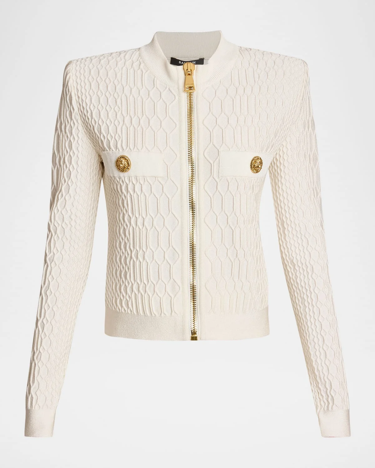 Zipped Honeycomb Knit Jacket - 1