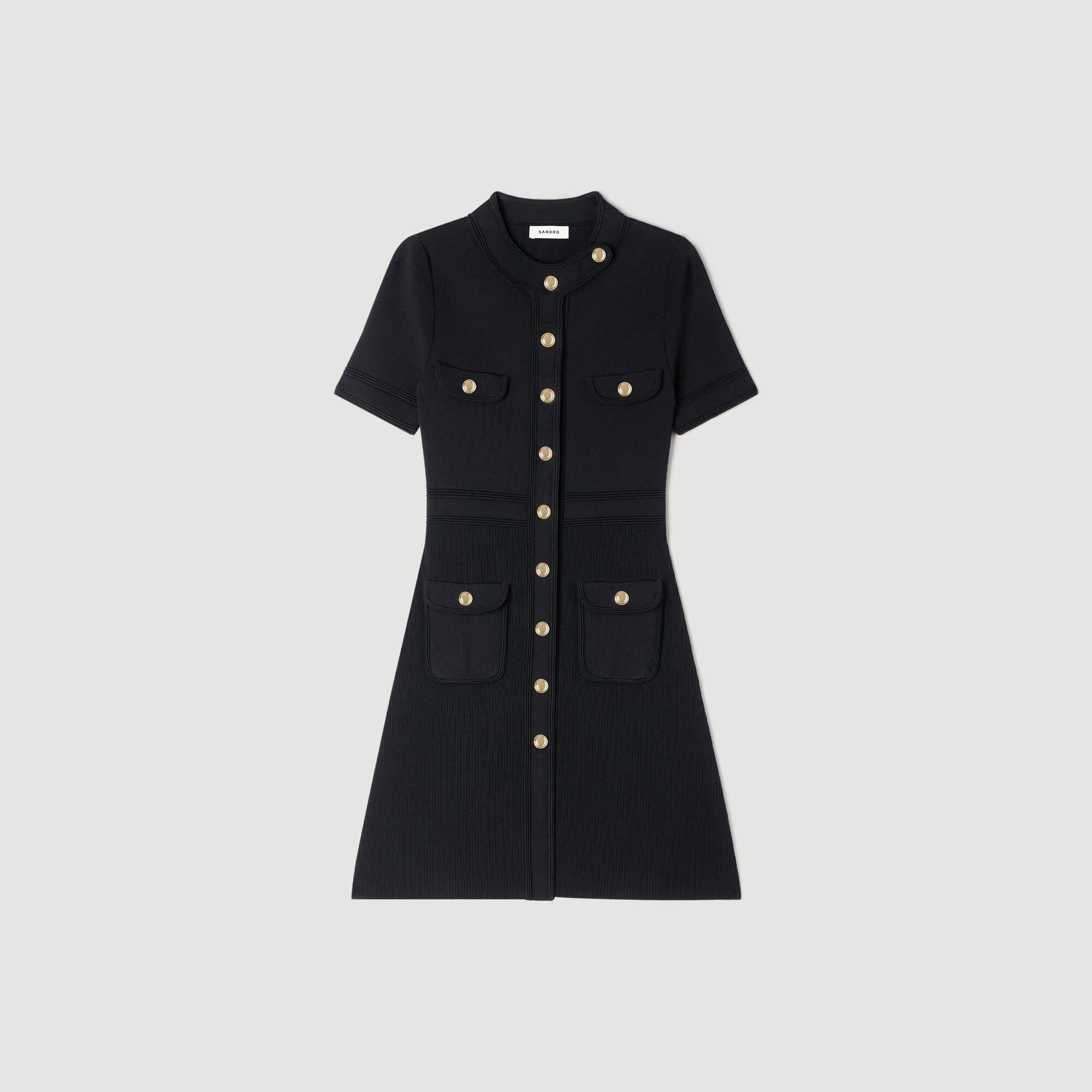 BUTTON-UP KNIT MINI DRESS - 1