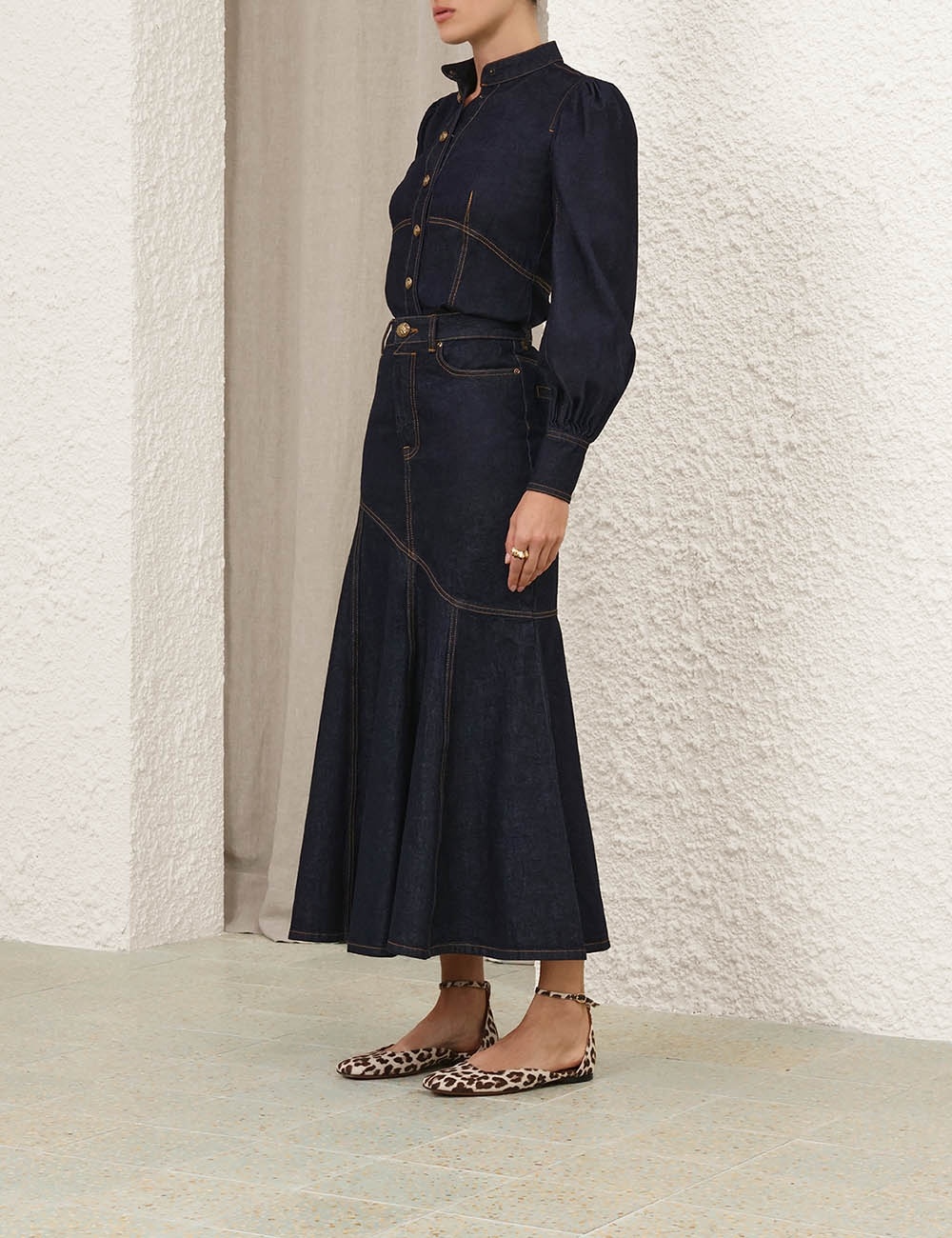 ILLUSTRATION DENIM MIDI SKIRT - 8