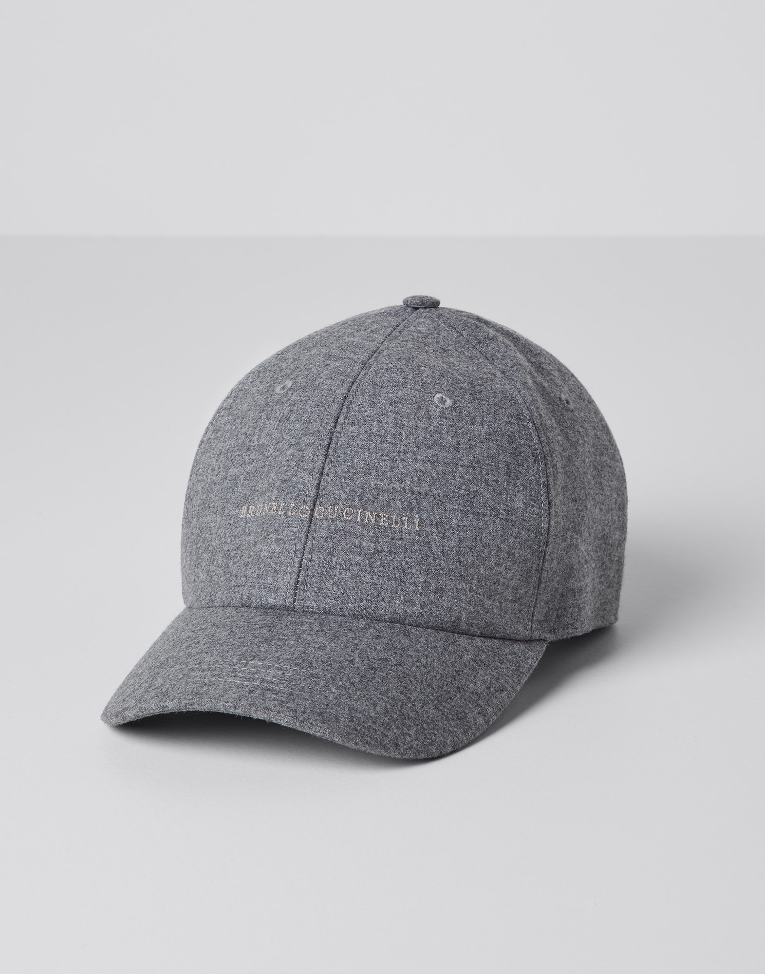 Cashmere and silk lightweight flannel baseball cap with embroidered logo - 1