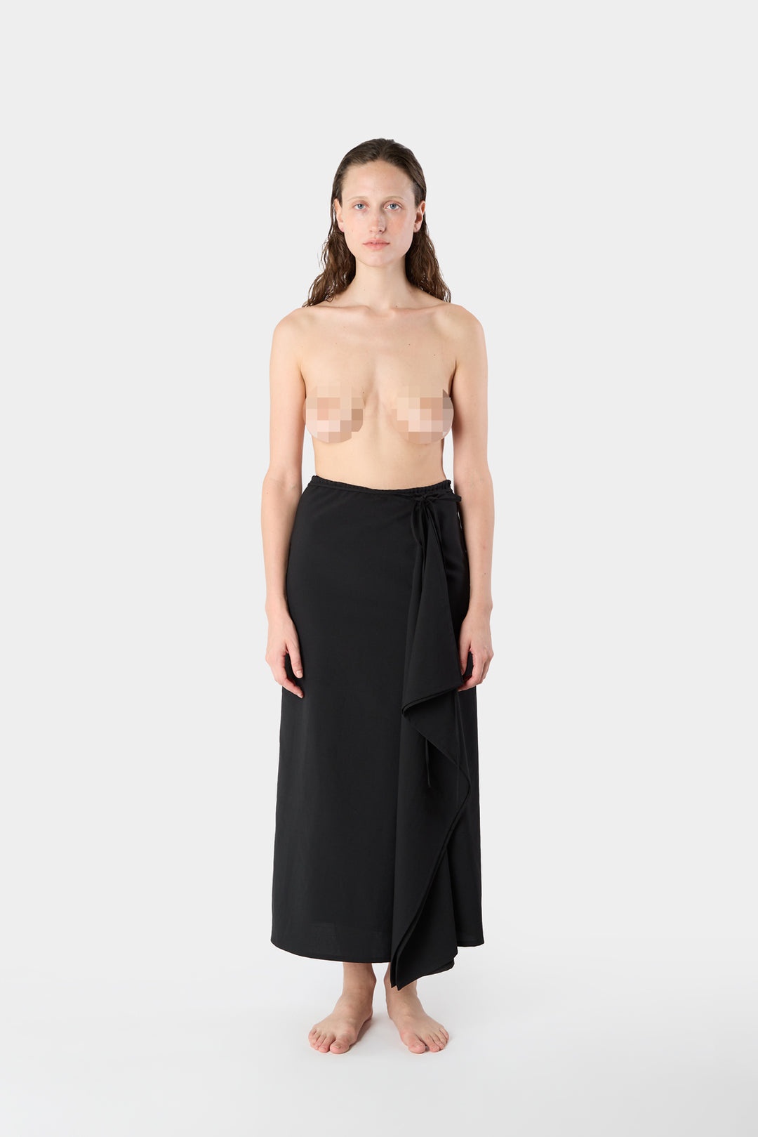 DRAPED SKIRT / black - 4