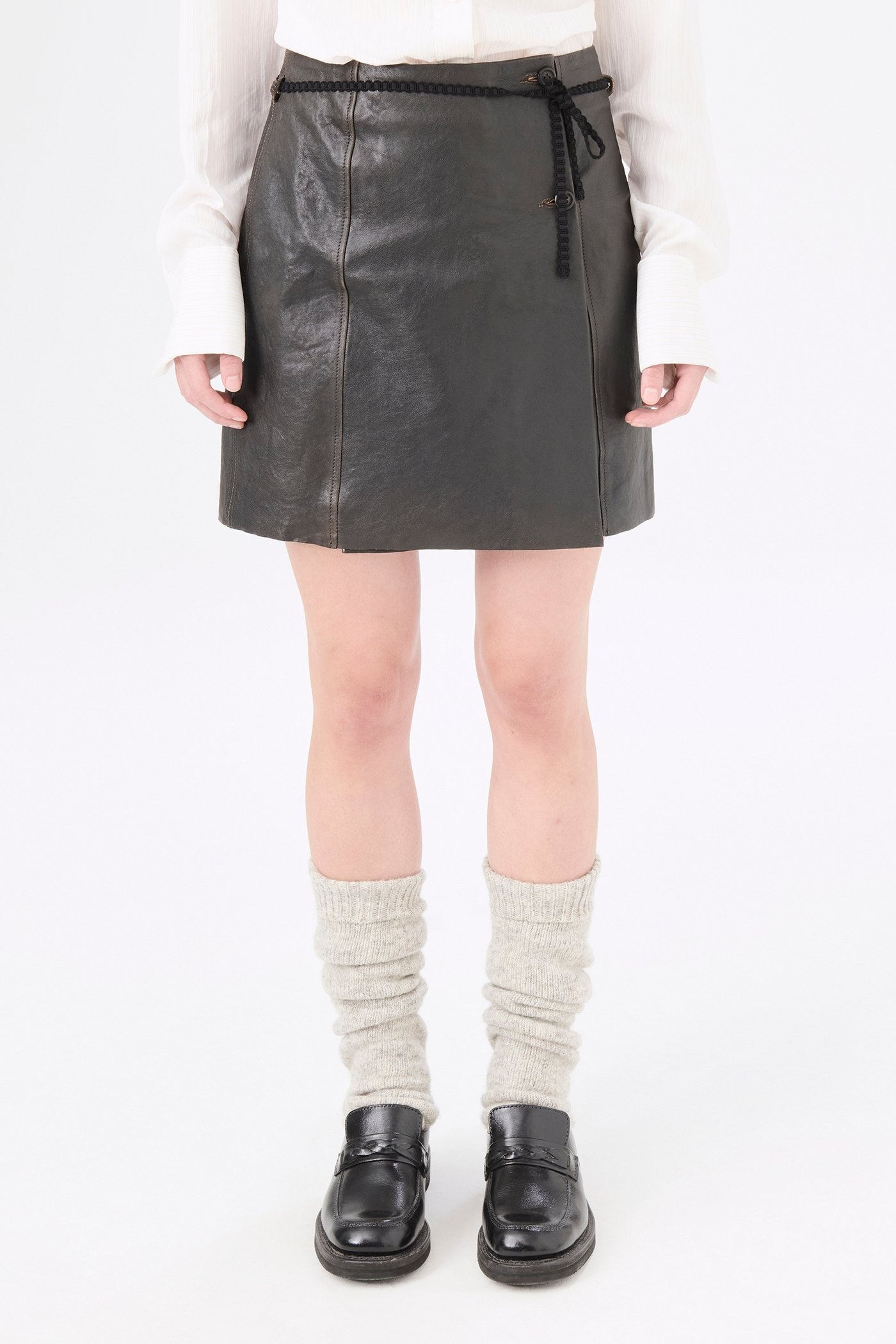 Short Sarong Worn Brown Lambskin - 3