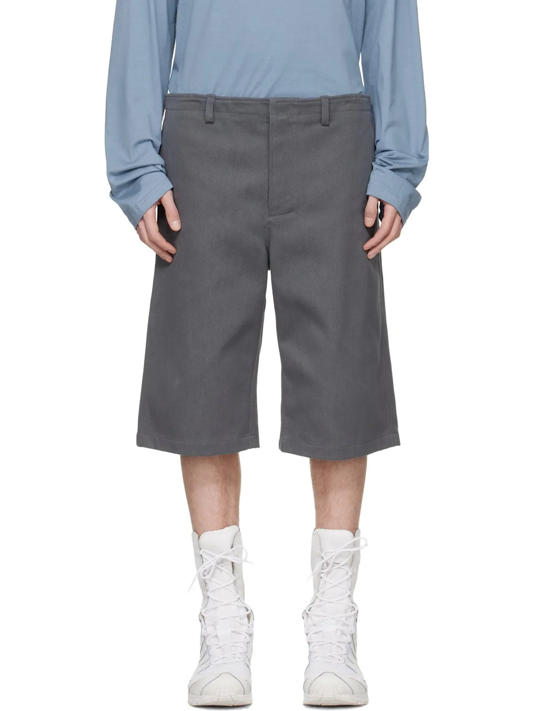 Gray Antique Gabardine Shorts - 1
