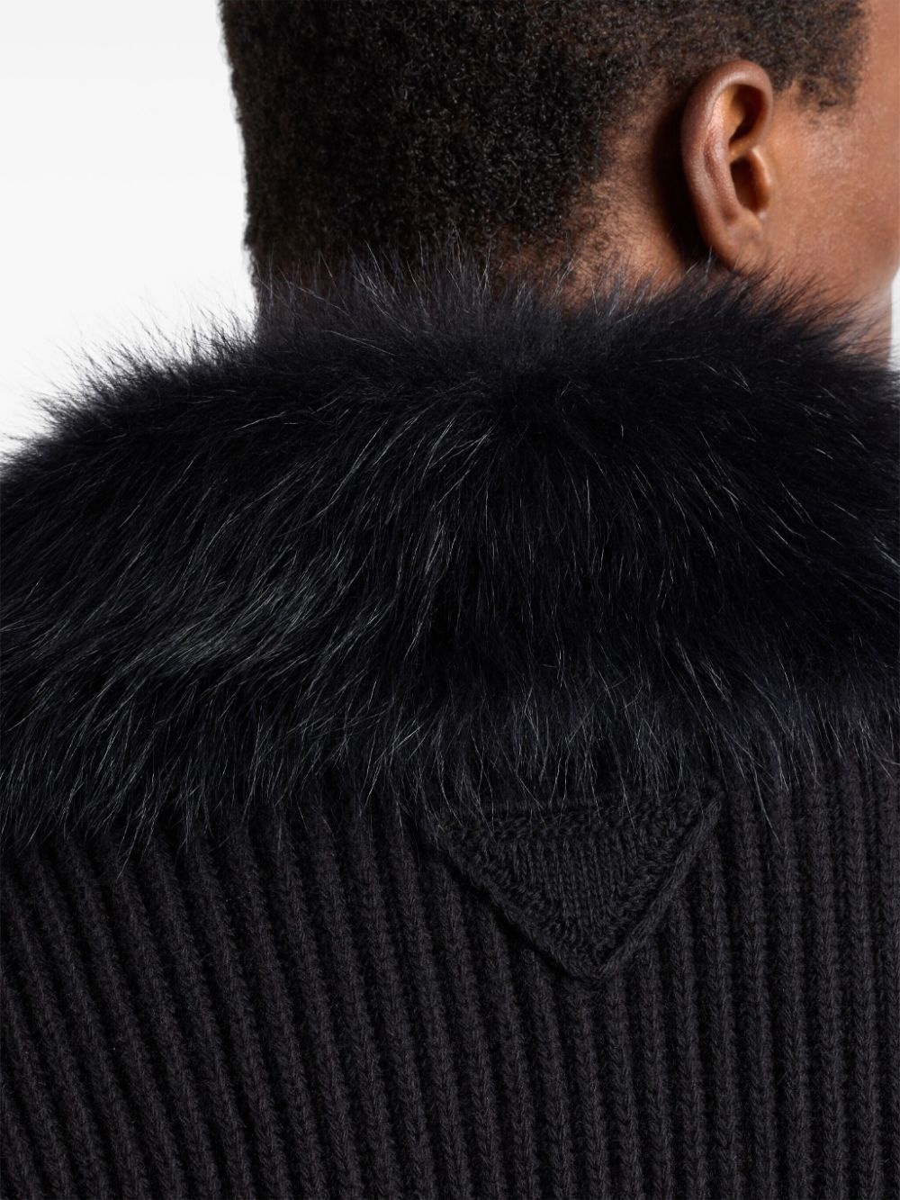 faux-fur collar cardigan - 5