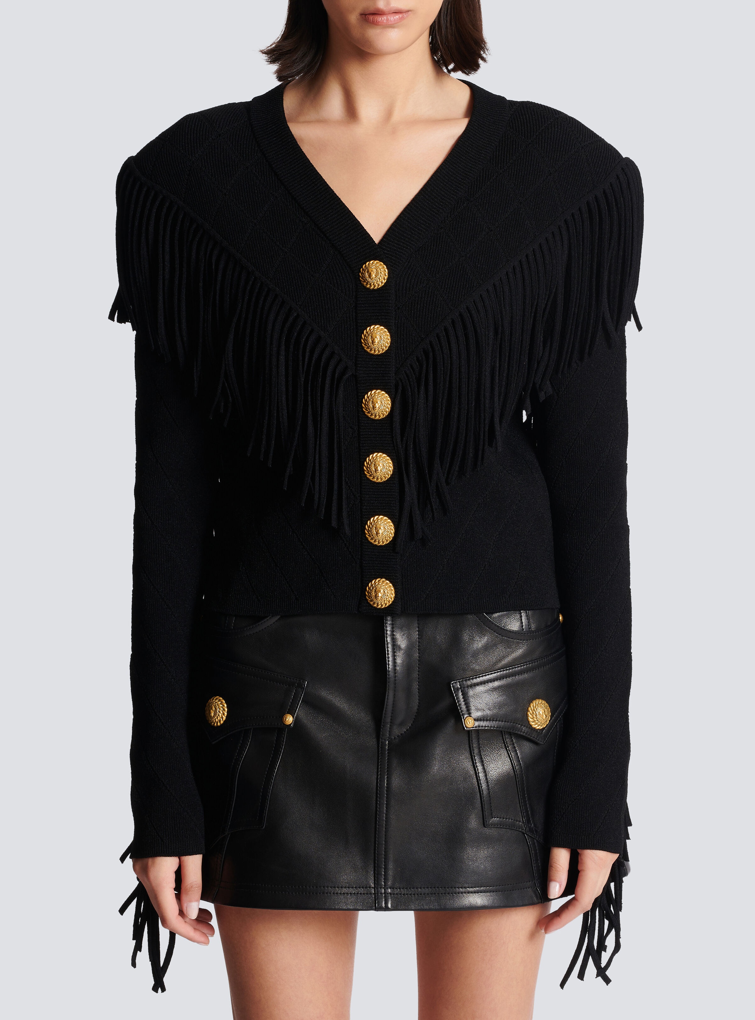 Fringed fine knit cardigan - 5