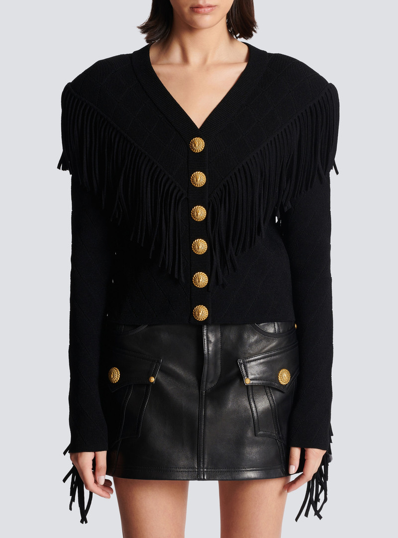 Fringed fine knit cardigan 5