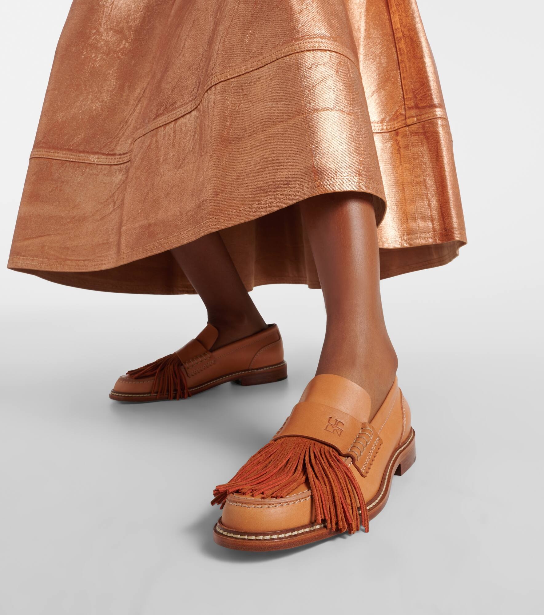 Fringed leather loafers - 4