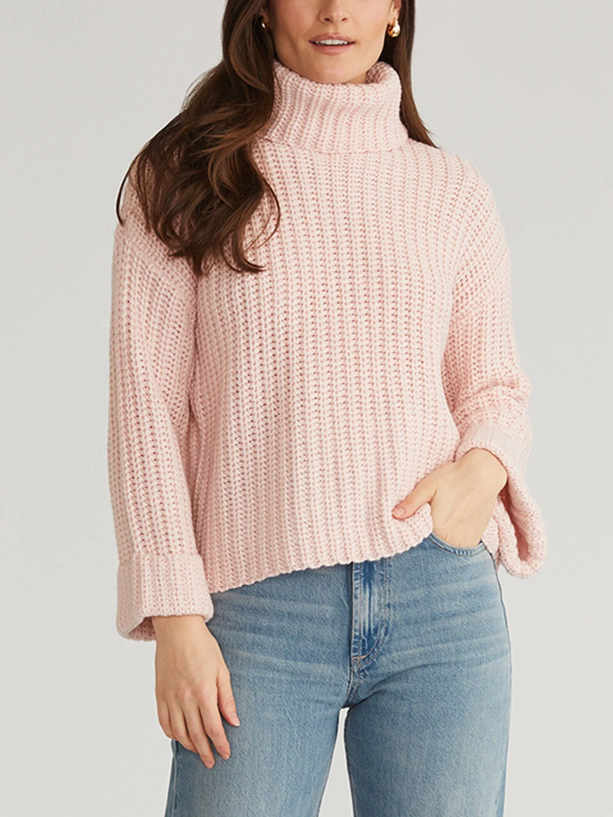 Vida: Turtleneck Shaker Pullover - 1