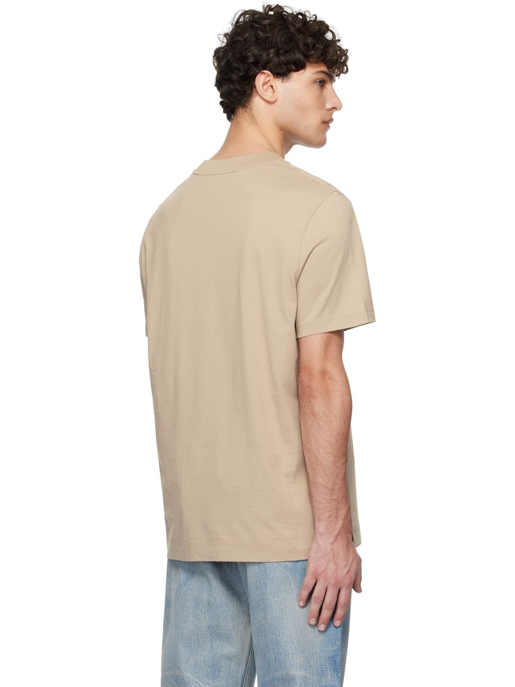 Beige Logo Cotton T-shirt - 3