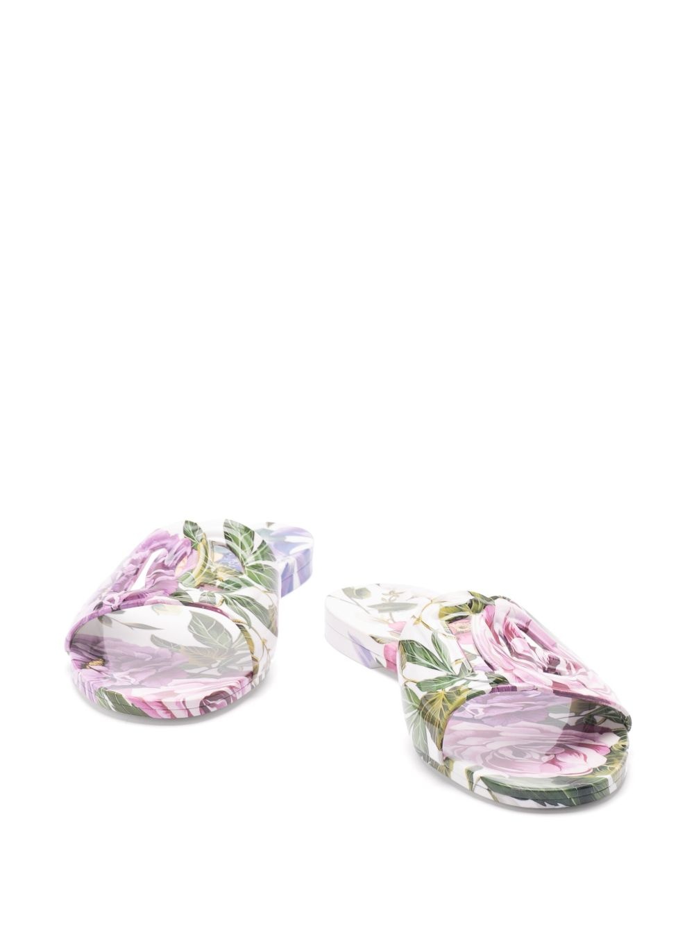 floral-print slides - 2