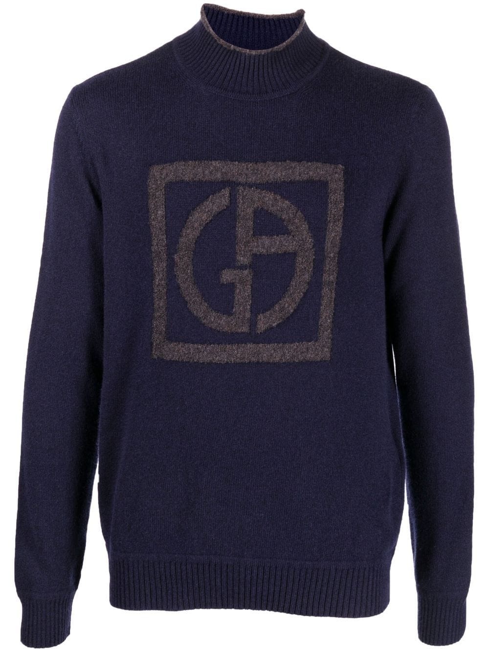 embossed logo mock-neck jumper - 1