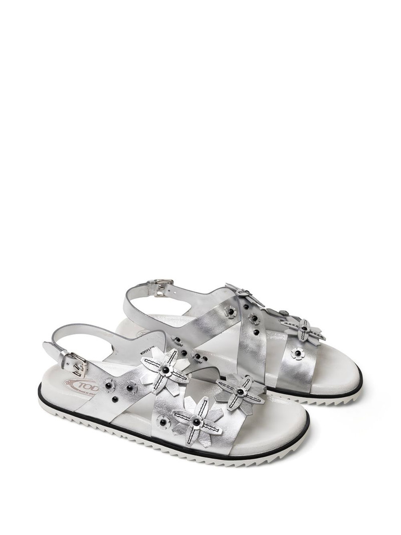 Tod's flower-embellished buckle sandals outlook