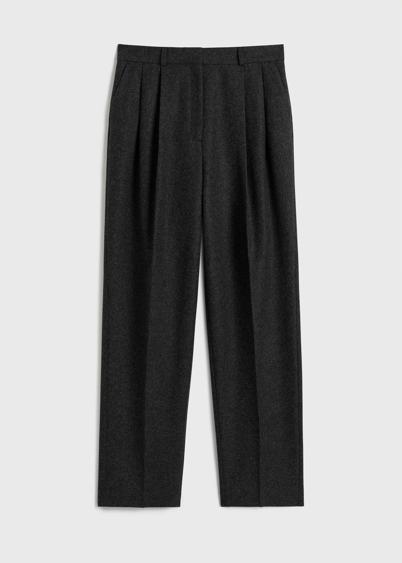 더블 pleated 맞춤 바지 charcoal melange - 1