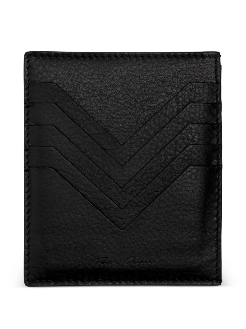 chevron-stitched leather card holder - 1