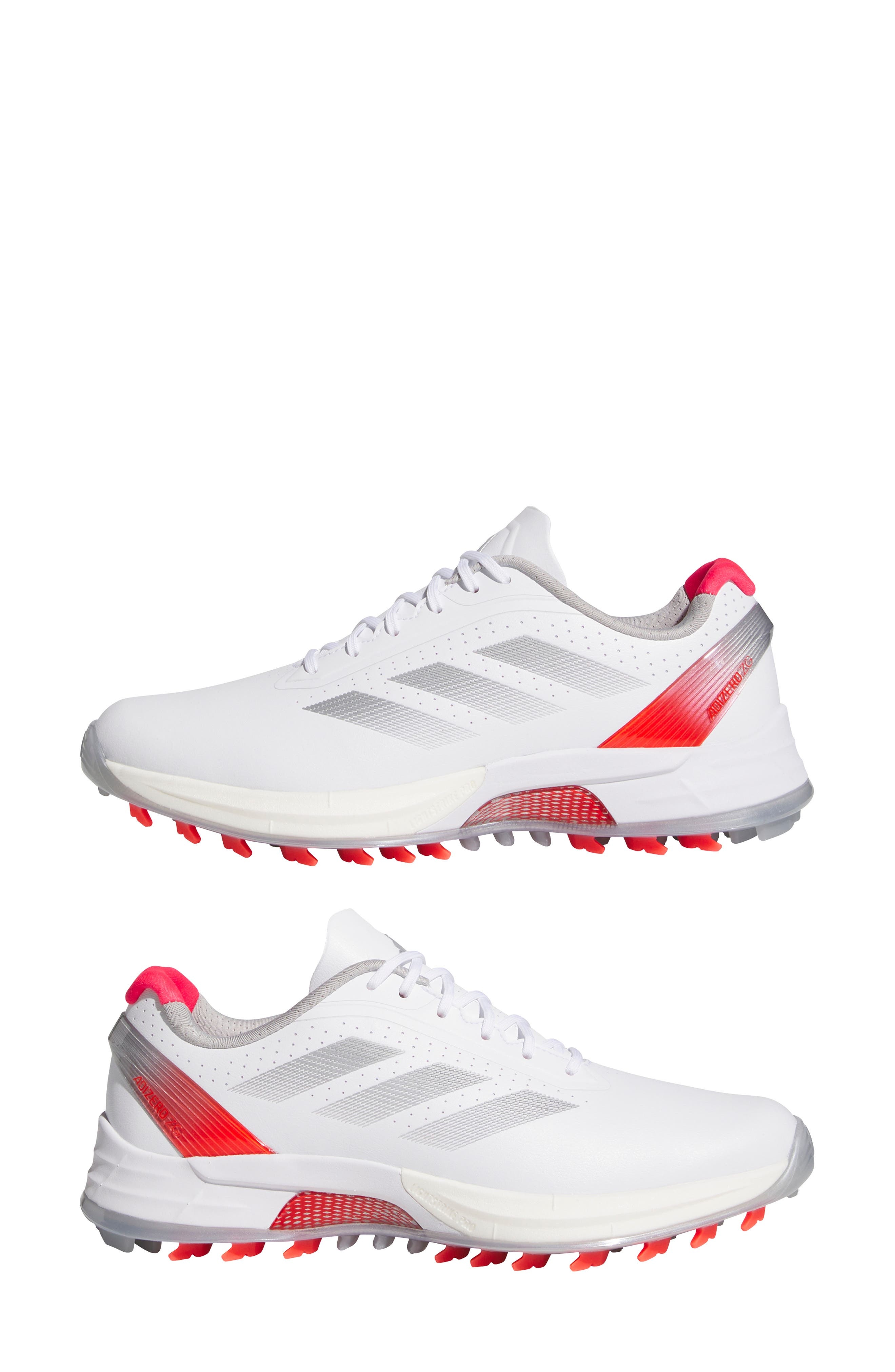 adidas Adizero ZG Golf Shoe in White/Silver Met./Lucid Red at Nordstrom - 7