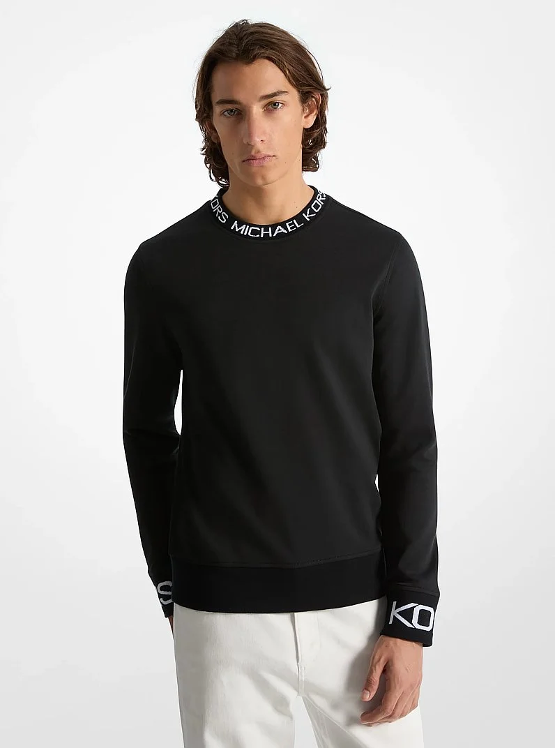 Logo Trim Cotton Blend Sweatshirt - 1