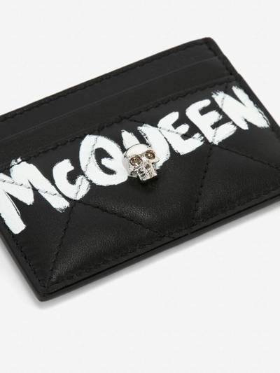 Alexander McQueen Women's McQueen Graffiti Card Holder in Black/white outlook